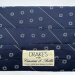 Drake's Archive -  Silk - Blue, White Stripes and Motif Tie #6534