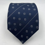 Drake's Archive -  Silk - Blue, White Stripes and Motif Tie #6534