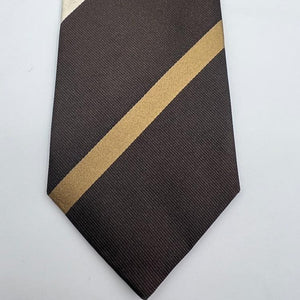 Drake's Vintage 100% Silk Jaquard Tipped  Brown, Light Brown and Ivory Stripes  Tie Handmade in England 9cm x 146 cm #6550