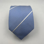Drake's Vintage 100% Silk Jaquard Tipped  Light Blue, White Stripes  Tie Handmade in England 9,5cm x 146 cm #6553
