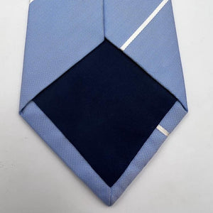 Drake's Vintage 100% Silk Jaquard Tipped  Light Blue, White Stripes  Tie Handmade in England 9,5cm x 146 cm #6553