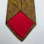 Cruciani & Bella 100% Silk Jaquard Tipped Green, Light Brown and Red Paisley Motif Tie Handmade in Italy 9,5 cm x 148 cm New Old Stock #6576