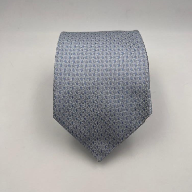 Cruciani & Bella 100% Silk Jaquard Tipped Light Blue Motif Tie Handmade in Italy 9,5 cm x 148 cm New Old Stock #6581