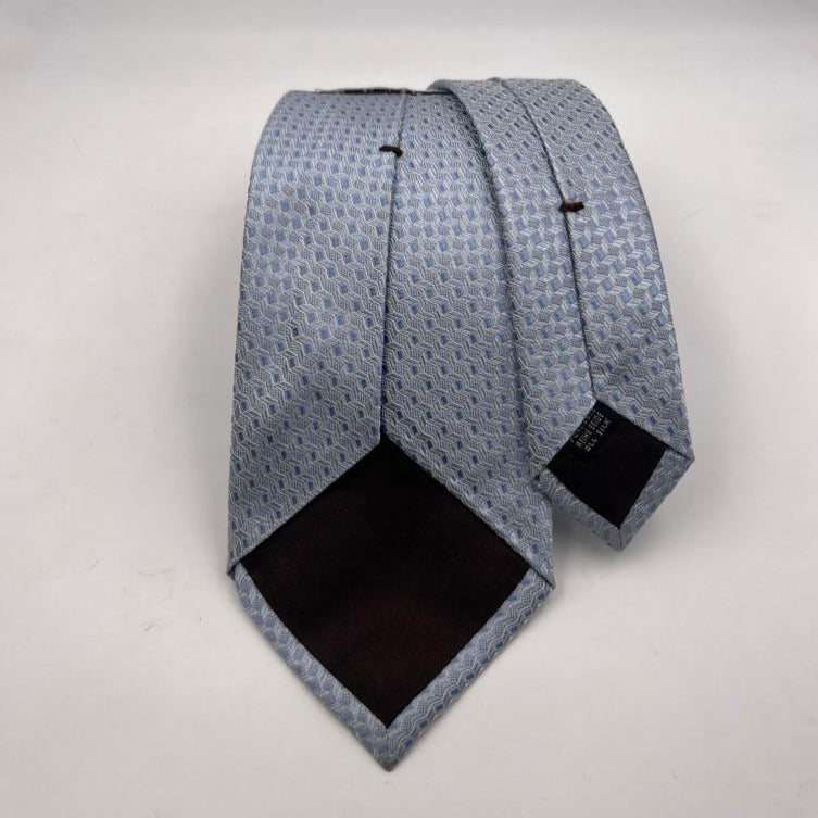 Cruciani & Bella 100% Silk Jaquard Tipped Light Blue Motif Tie Handmade in Italy 9,5 cm x 148 cm New Old Stock #6581