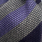 Drake's Vintage 70% Wool 30% Silk Tipped  Grey, Wine and Purple Stripes  Tie Handmade in England 8cm x 146 cm #6015