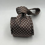 Drake's -  Silk - Light Brown, White Motif Tie #6518