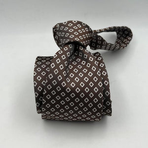Drake's -  Silk - Light Brown, White Motif Tie #6518