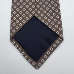 Drake's -  Silk - Light Brown, White Motif Tie #6518