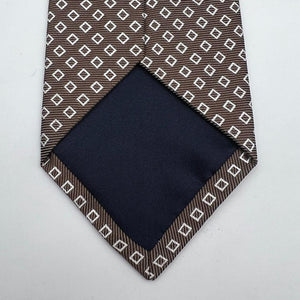 Drake's -  Silk - Light Brown, White Motif Tie #6518