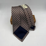 Drake's -  Silk - Light Brown, White Motif Tie #6518