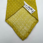 Cruciani & Bella 100% Wowen Linen Unlined Yellow Tie White Dots Handmade in Italy 8 cm x 148 cm New Old Stock #6780