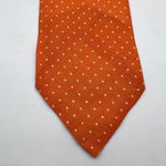 Cruciani & Bella 100% Wowen Linen Unlined Orange Tie White Dots Handmade in Italy 8 cm x 148 cm New Old Stock #6781