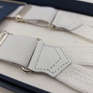 Albert Thurston for Cruciani & Bella Made in England Adjustable Sizing 25 mm elastic braces White plain Braid ends Y-Shaped Nickel Fittings Size: XL #6743