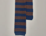 Cruciani & Bella 100% Knitted Silk Brown and Blue knitted tie Handmade in Italy 6 cm x 145 cm #6366