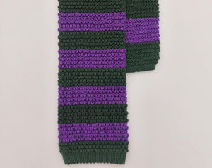 Cruciani & Bella 100% Knitted Silk Green and Purple knitted tie Handmade in Italy 6 cm x 145 cm #6369