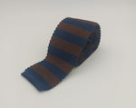 Cruciani & Bella 100% Knitted Silk Brown and Blue knitted tie Handmade in Italy 6 cm x 145 cm #6366