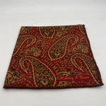 Holliday & Brown Hand-rolled   Holliday & Brown for Cruciani & Bella 100% Silk Wine and Brown Double Faces Patterned  Motif  Pocket Square Handmade in Italy 32 cm X 32 cm #7027