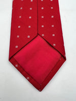 Cruciani & Bella Jaquard 100% Silk Tipped Red, White Motif Tie Handmade in Italy 9 cm x 148 cm New Old Stock #6899