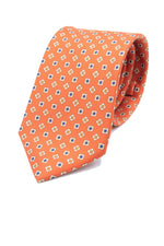 drake's Orange, blue, mustard and beige micro print tie