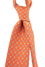 drake's Orange, blue, mustard and beige micro print tie