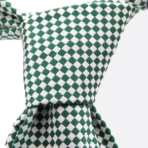 Drake's for Cruciani e Bella 100% Silk Jacquard  Emeral green and white optical tie Handmade in London, England 8 cm x 148 cm #1908