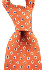 drake's Orange, blue, mustard and beige micro print tie