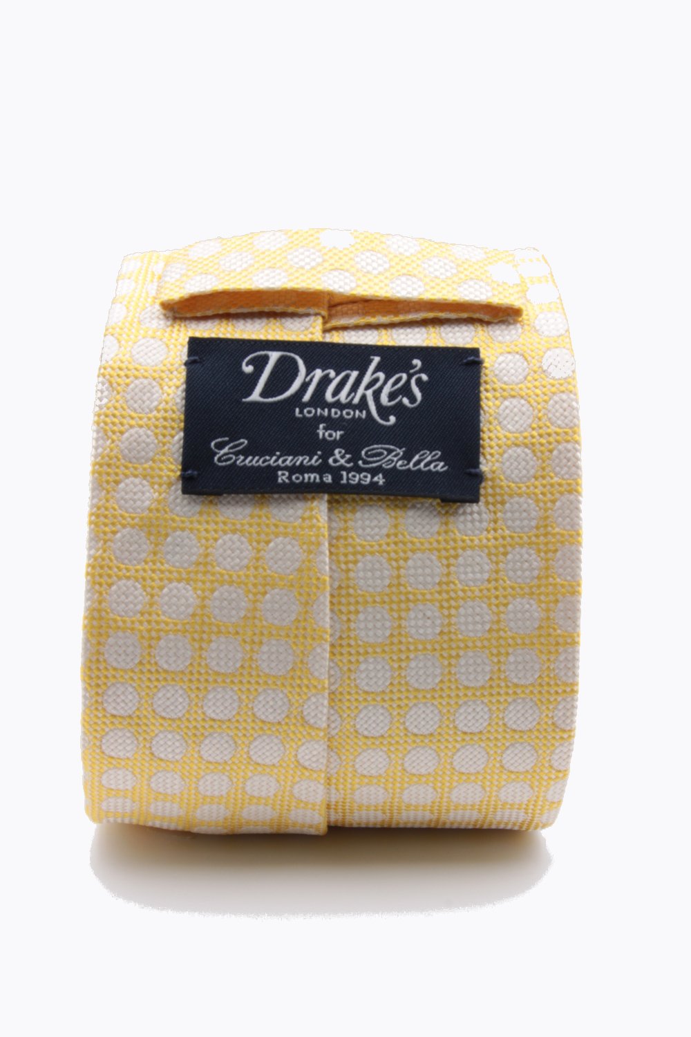 drake's Churchill's spot yellow and white tie