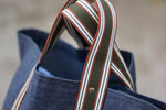 Noodles - Denim dry waxed cotton - Green handles tote bag