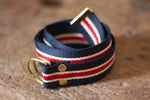 Noodles - D-Ring Ribbon Belt - Red / Navy Blue/White/Oat