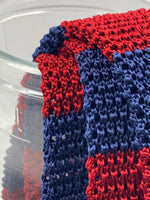 Cruciani & Bella 100% Knitted Silk Blue and Dark Red stripe tie Handmade in Italy 6 cm x 147 cm