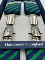 Albert Thurston - Elastic Clip-on-braces  - 35 mm - Green and Blue stripes #4809