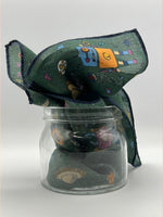 Drake's  - Printed Wool & Silk - Green and Multicolor  - Robots Motif  Pocket  Square #6890